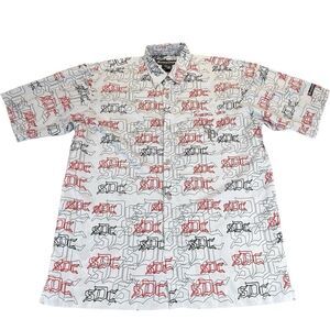 Vintage 90s Snoop Dog Sz XL Monogram Logo Button AOP Shirt Streetwear Style HTF